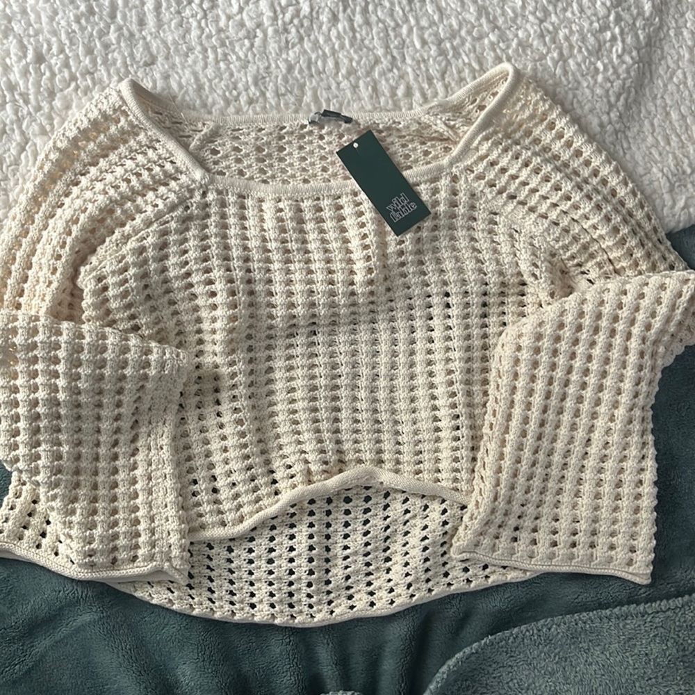 White crochet sweater